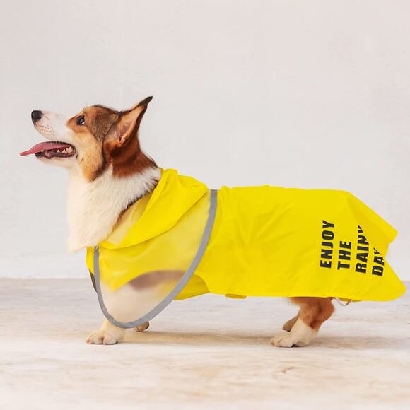 Waterproof Pet Dog Rain Coat Reflective Coat Vest Jacket Hooded Raincoat Clothes - Picture 2 of 11